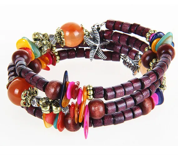 Vintage Buddhist Beads Wooden Bracelet