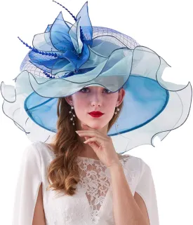 Women Hats Headband Hairpin Organza Fascinator Church Hat Floral Tea Party Wedding Hat