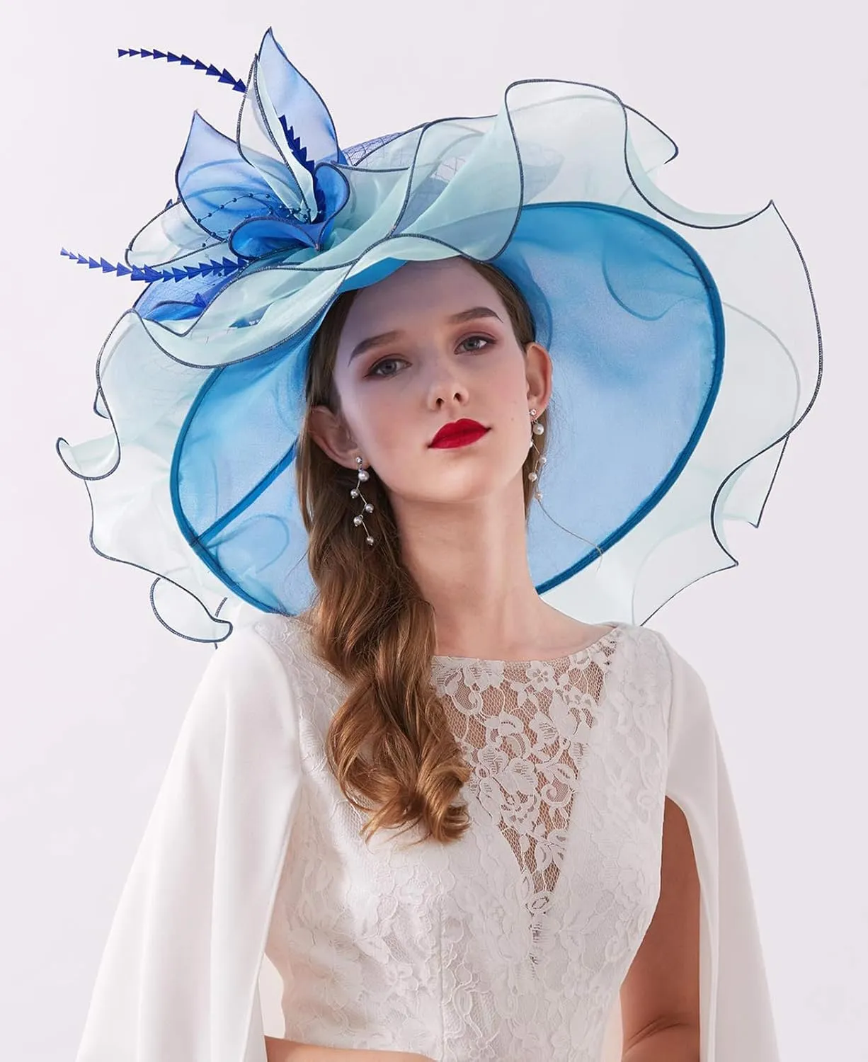 Women Hats Headband Hairpin Organza Fascinator Church Hat Floral Tea Party Wedding Hat