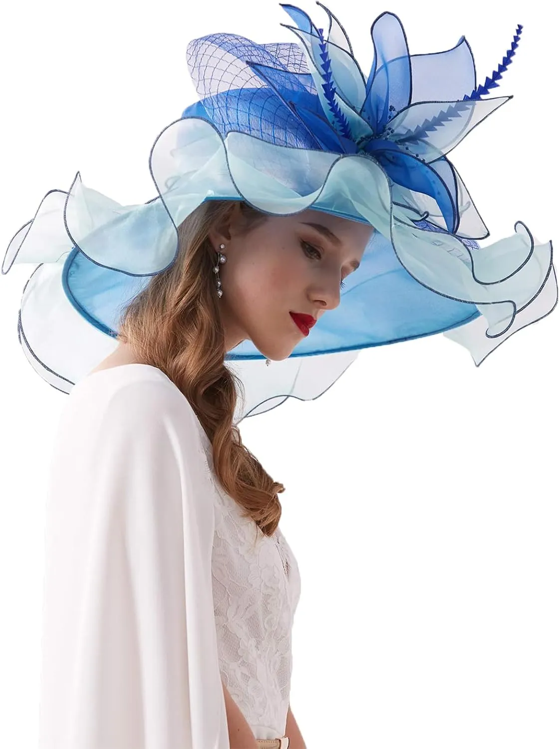 Women Hats Headband Hairpin Organza Fascinator Church Hat Floral Tea Party Wedding Hat