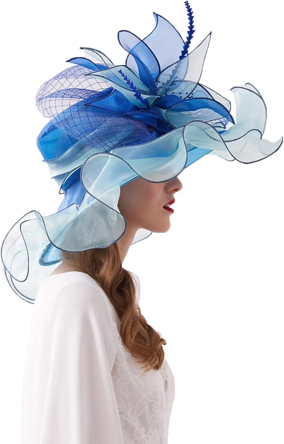Women Hats Headband Hairpin Organza Fascinator Church Hat Floral Tea Party Wedding Hat