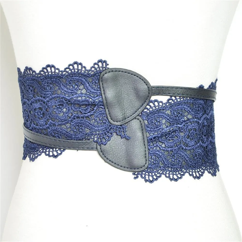Women's 2 Packs Lace Waist Belt Bow Tie Wrap Around Soft Leather Boho Corset Fashion Elegant for Dresses