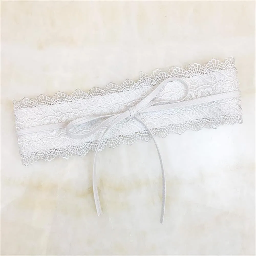 Women's 2 Packs Lace Waist Belt Bow Tie Wrap Around Soft Leather Boho Corset Fashion Elegant for Dresses