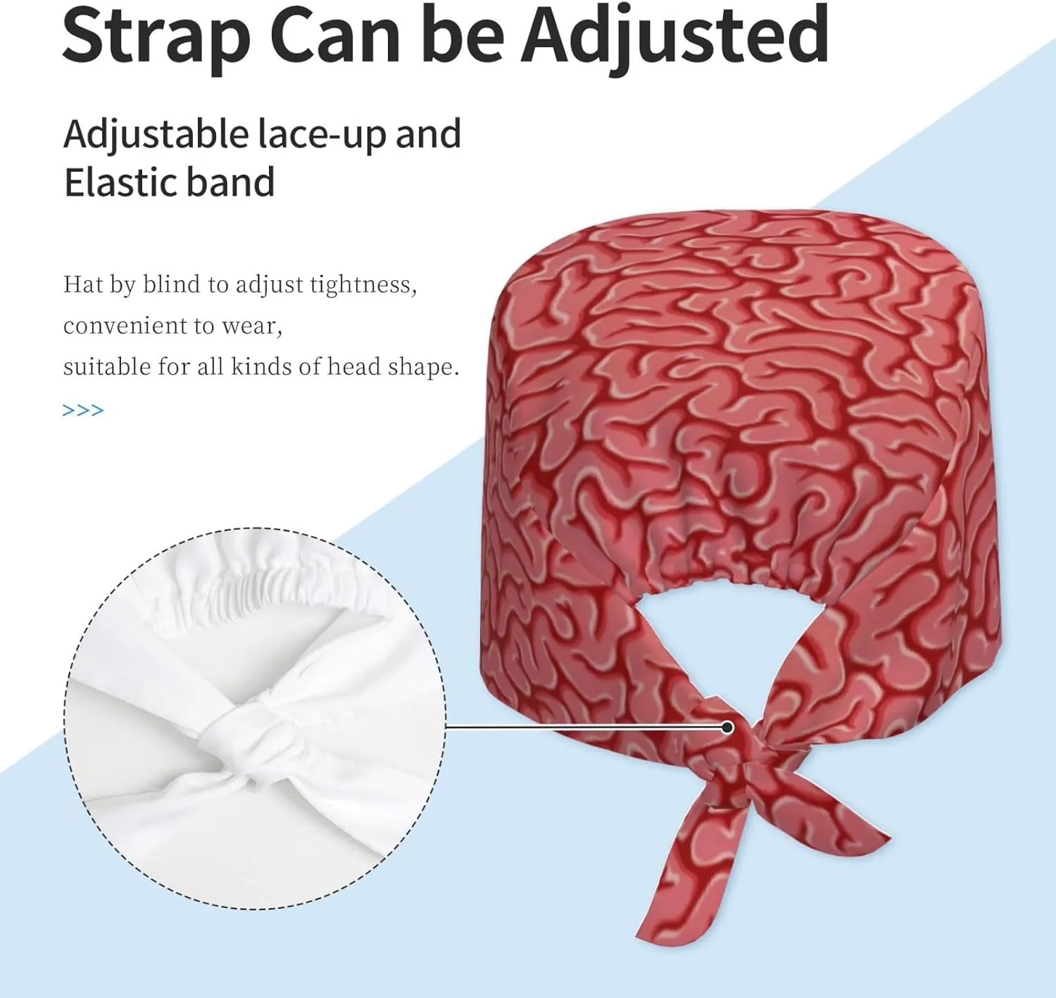 Working Cap with Sweatband Unisex Breathable Scrub Cap Adjustable Elastic Bandage Tie Back Hats