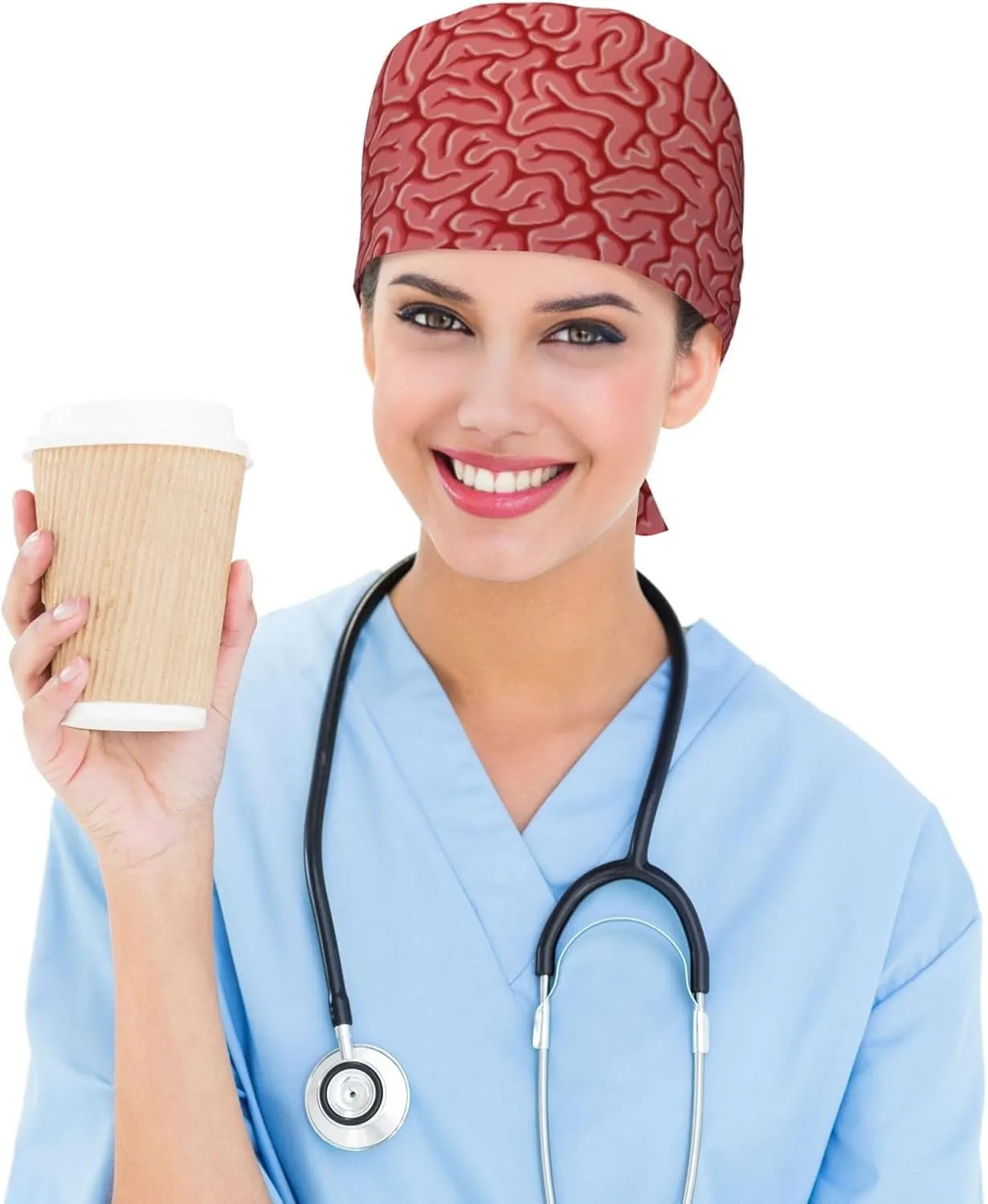 Working Cap with Sweatband Unisex Breathable Scrub Cap Adjustable Elastic Bandage Tie Back Hats