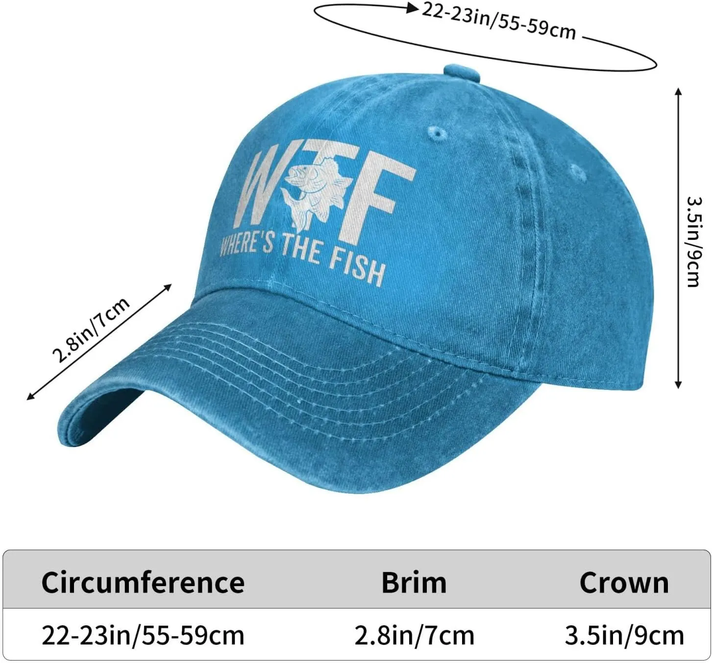 WTF Where's The Fish Hat for Women Dad Hats with Design Caps